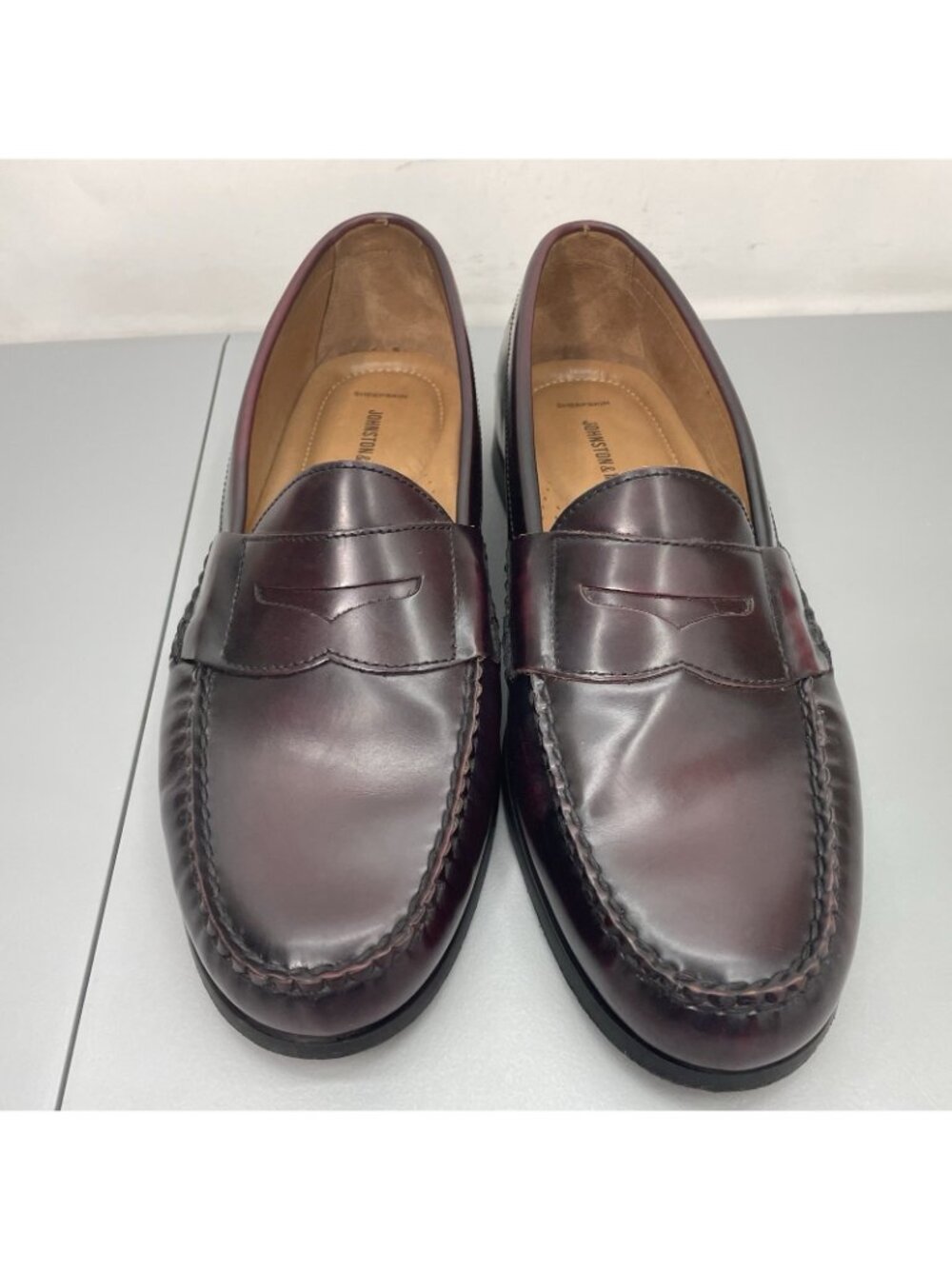 Johnston & Murphy Hayes Penny Loafers Shoes Comfort Leather Burgundy Mens 12 - Picture 5 of 14
